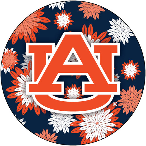 Auburn Tigers Floral Design 4-Inch Round Shape NCAA High-Definition Magnet - Versatile Metallic Surface Adornment