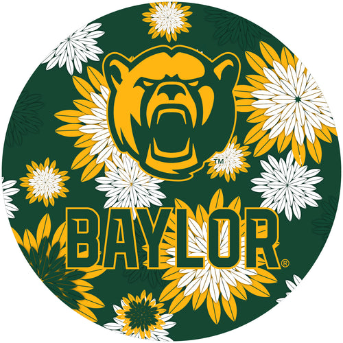 Baylor Bears Floral Design 4-Inch Round Shape NCAA High-Definition Magnet - Versatile Metallic Surface Adornment