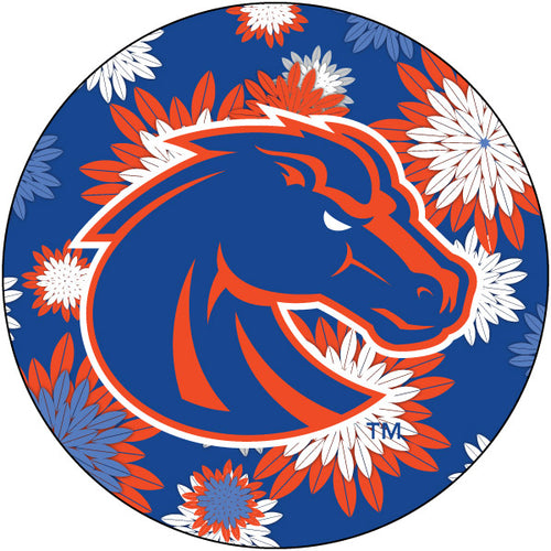 Boise State Broncos Floral Design 4-Inch Round Shape NCAA High-Definition Magnet - Versatile Metallic Surface Adornment
