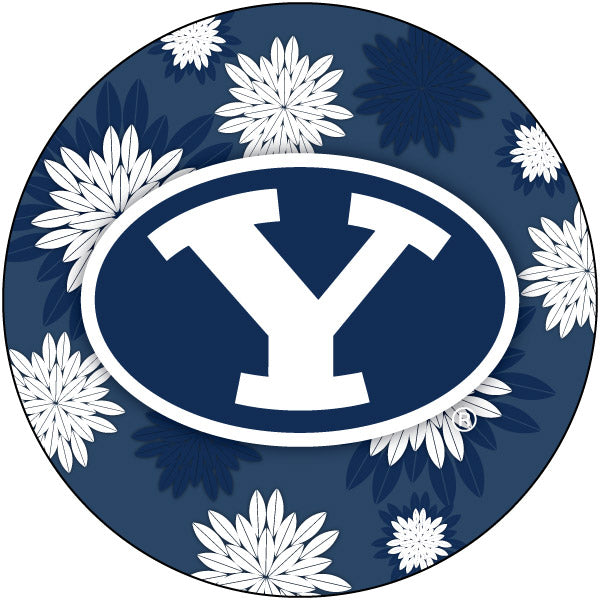 Brigham Young Cougars 4 Inch Round Floral Magnet