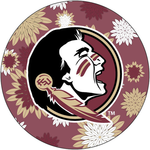 Florida State Seminoles Floral Design 4-Inch Round Shape NCAA High-Definition Magnet - Versatile Metallic Surface Adornment