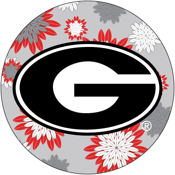 Georgia Bulldogs Floral Design 4-Inch Round Shape NCAA High-Definition Magnet - Versatile Metallic Surface Adornment