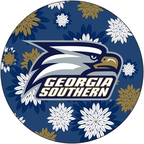 Georgia Southern Eagles Floral Design 4-Inch Round Shape NCAA High-Definition Magnet - Versatile Metallic Surface Adornment