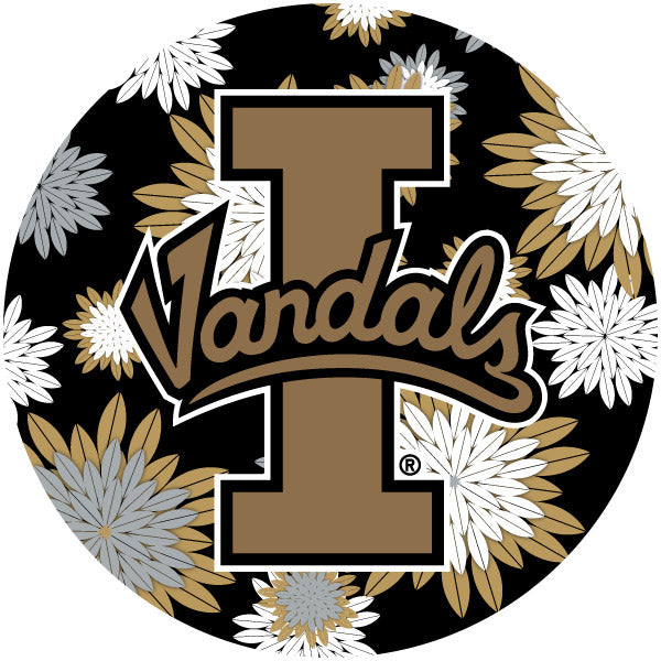 Idaho Vandals Floral Design 4-Inch Round Shape NCAA High-Definition Magnet - Versatile Metallic Surface Adornment