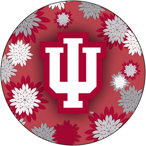 Indiana Hoosiers Floral Design 4-Inch Round Shape NCAA High-Definition Magnet - Versatile Metallic Surface Adornment