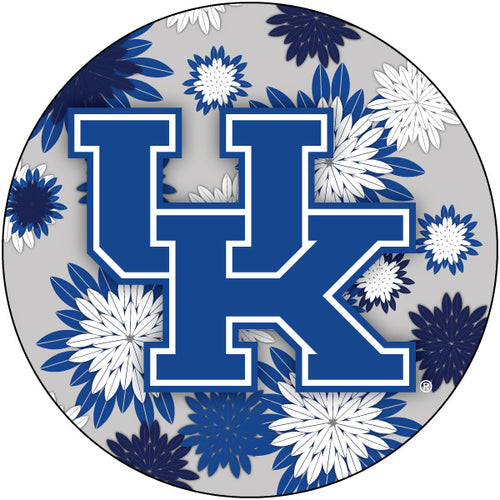 Kentucky Wildcats Floral Design 4-Inch Round Shape NCAA High-Definition Magnet - Versatile Metallic Surface Adornment