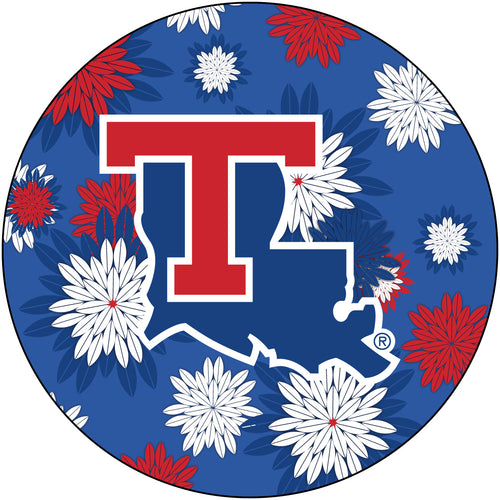 Louisiana Tech Bulldogs Floral Design 4-Inch Round Shape NCAA High-Definition Magnet - Versatile Metallic Surface Adornment