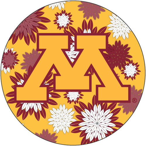 Minnesota Gophers Floral Design 4-Inch Round Shape NCAA High-Definition Magnet - Versatile Metallic Surface Adornment