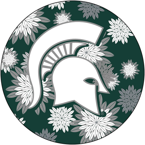 Michigan State Spartans Floral Design 4-Inch Round Shape NCAA High-Definition Magnet - Versatile Metallic Surface Adornment
