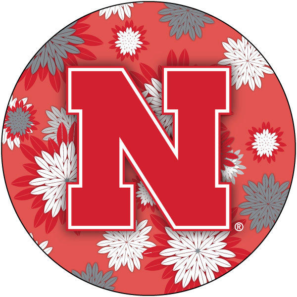 Nebraska Cornhuskers 4 Inch Round Floral Magnet