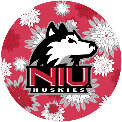 Northern Illinois Huskies Floral Design 4-Inch Round Shape NCAA High-Definition Magnet - Versatile Metallic Surface Adornment