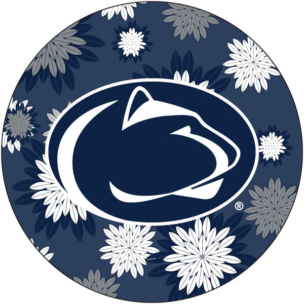 Penn State Nittany Lions Floral Design 4-Inch Round Shape NCAA High-Definition Magnet - Versatile Metallic Surface Adornment