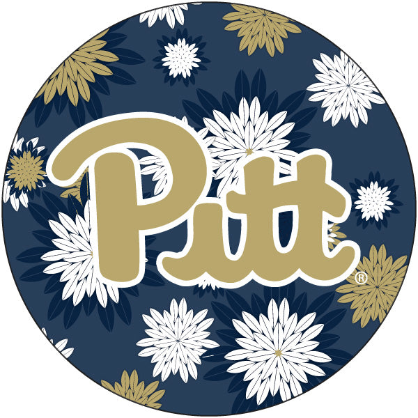 Pittsburgh Panthers Floral Design 4-Inch Round Shape NCAA High-Definition Magnet - Versatile Metallic Surface Adornment