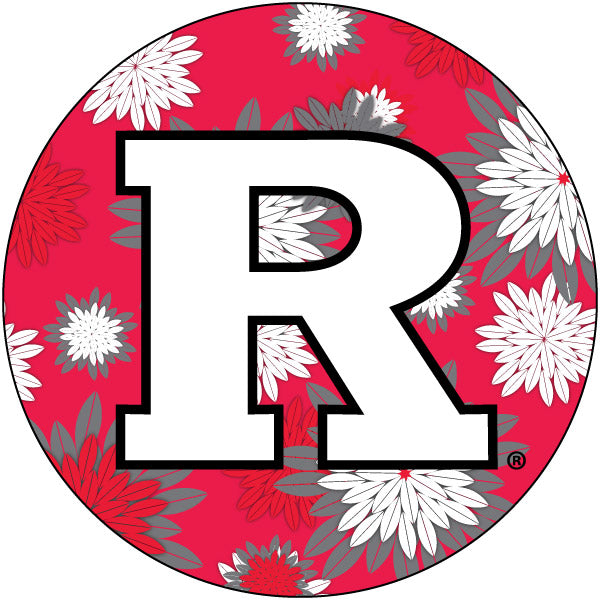 Rutgers Scarlet Knights Floral Design 4-Inch Round Shape NCAA High-Definition Magnet - Versatile Metallic Surface Adornment