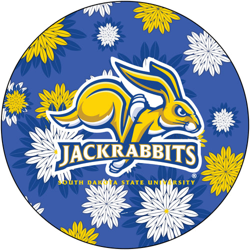 South Dakota State Jackrabbits Floral Design 4-Inch Round Shape NCAA High-Definition Magnet - Versatile Metallic Surface Adornment