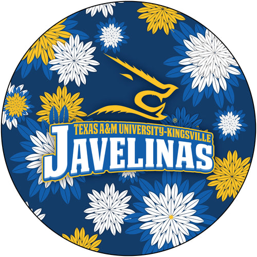 Texas A&M Kingsville Javelinas Floral Design 4-Inch Round Shape NCAA High-Definition Magnet - Versatile Metallic Surface Adornment