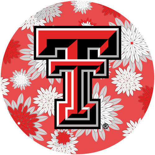 Texas Tech Red Raiders Floral Design 4-Inch Round Shape NCAA High-Definition Magnet - Versatile Metallic Surface Adornment