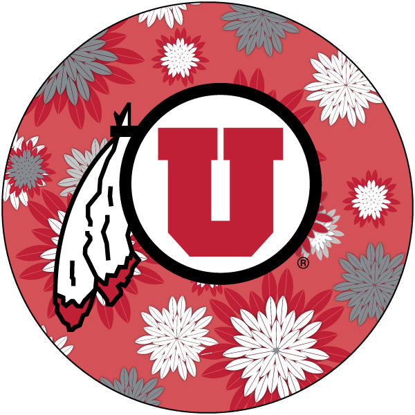 Utah Utes 4 Inch Round Floral Magnet