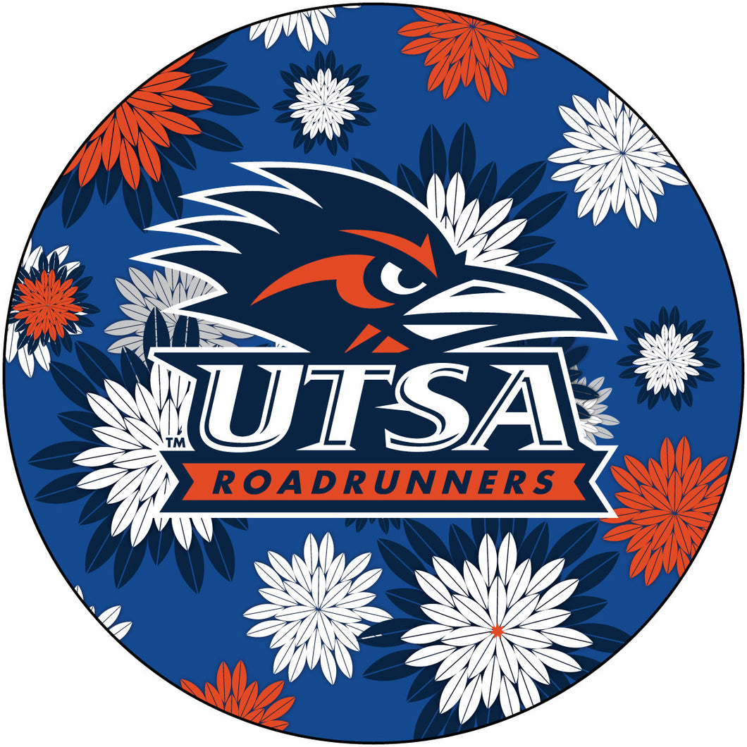 UTSA Road Runners Floral Design 4-Inch Round Shape NCAA High-Definition Magnet - Versatile Metallic Surface Adornment