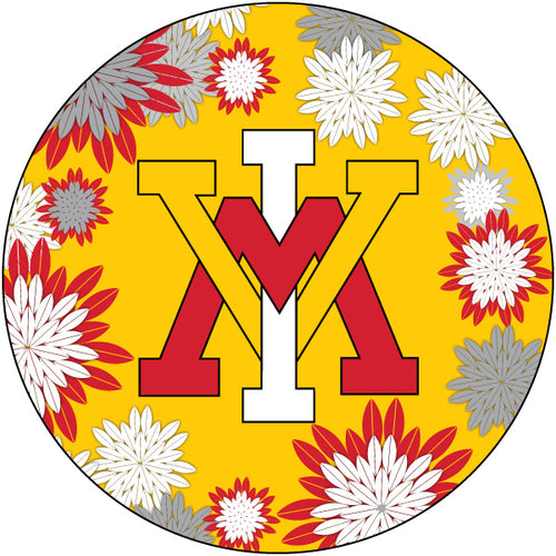 VMI Keydets Floral Design 4-Inch Round Shape NCAA High-Definition Magnet - Versatile Metallic Surface Adornment