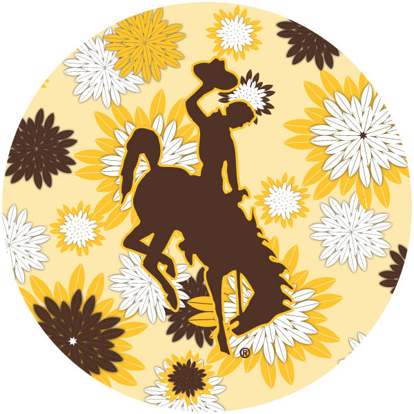 University of Wyoming Floral Design 4-Inch Round Shape NCAA High-Definition Magnet - Versatile Metallic Surface Adornment