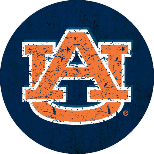 Auburn Tigers Distressed Wood Grain Design 4-Inch Round Shape NCAA High-Definition Magnet - Versatile Metallic Surface Adornment