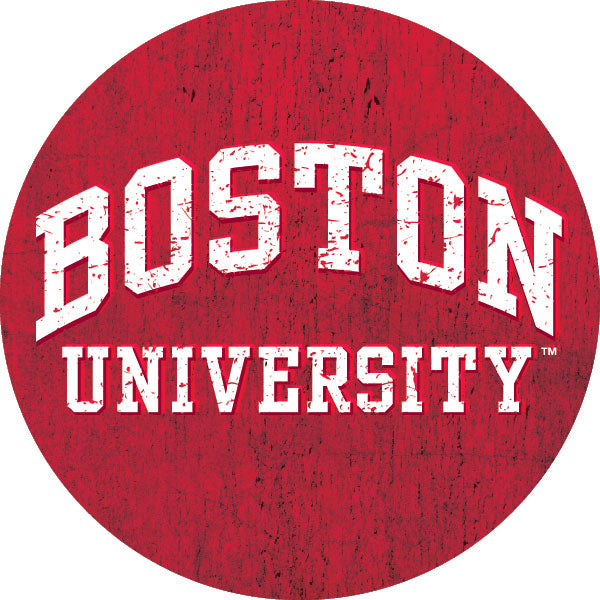 Boston University Distressed Wood Grain 4 Inch Round Magnet