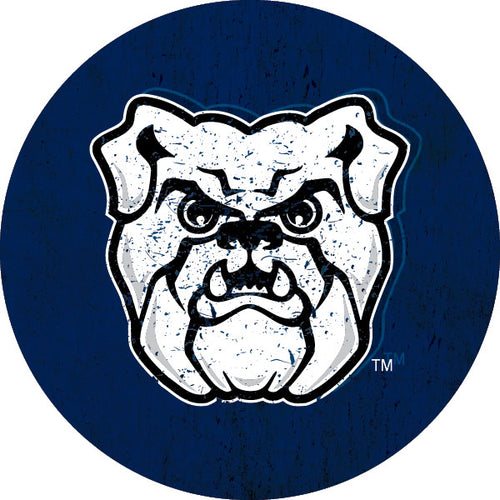 Butler Bulldogs Distressed Wood Grain Design 4-Inch Round Shape NCAA High-Definition Magnet - Versatile Metallic Surface Adornment
