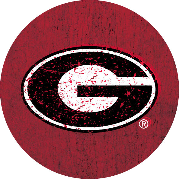 Georgia Bulldogs Distressed Wood Grain Design 4-Inch Round Shape NCAA High-Definition Magnet - Versatile Metallic Surface Adornment