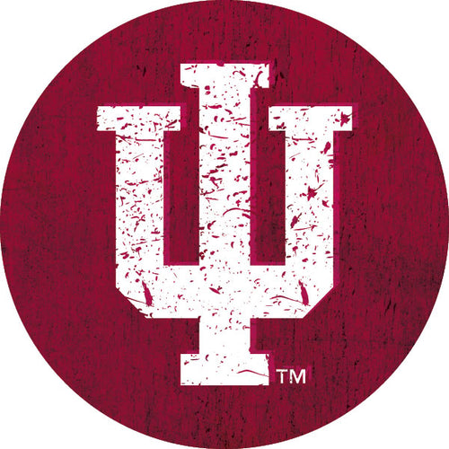 Indiana Hoosiers Distressed Wood Grain Design 4-Inch Round Shape NCAA High-Definition Magnet - Versatile Metallic Surface Adornment