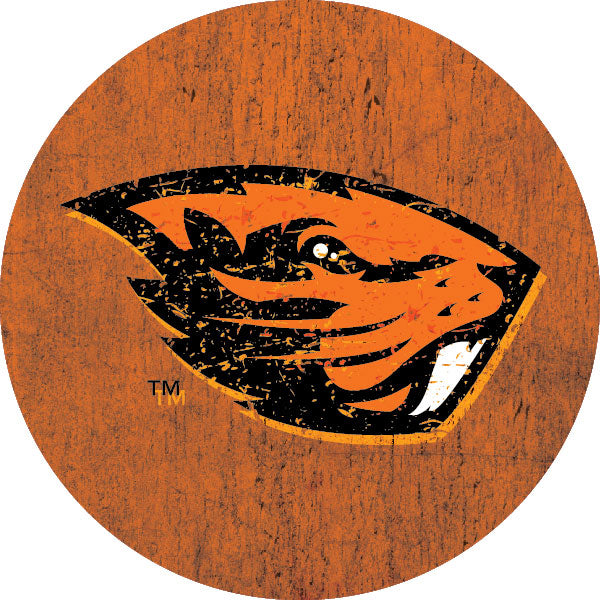 Oregon State Beavers Distressed Wood Grain Design 4-Inch Round Shape NCAA High-Definition Magnet - Versatile Metallic Surface Adornment