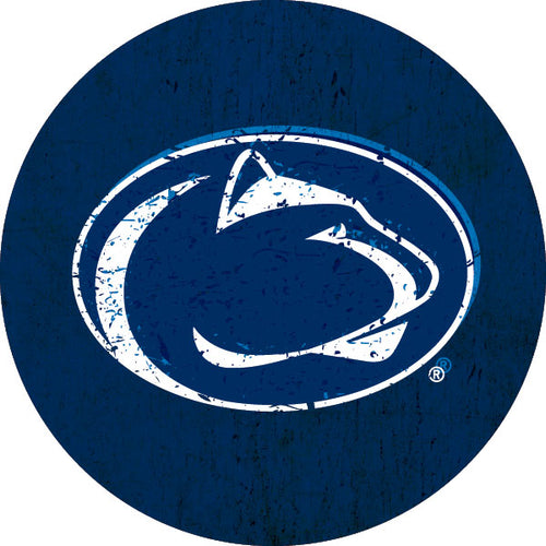 Penn State Nittany Lions Distressed Wood Grain Design 4-Inch Round Shape NCAA High-Definition Magnet - Versatile Metallic Surface Adornment
