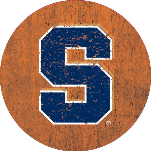 Syracuse Orange Distressed Wood Grain Design 4-Inch Round Shape NCAA High-Definition Magnet - Versatile Metallic Surface Adornment