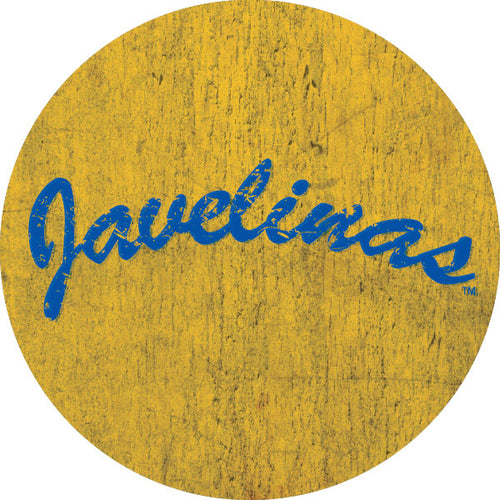 Texas A&M Kingsville Javelinas Distressed Wood Grain Design 4-Inch Round Shape NCAA High-Definition Magnet - Versatile Metallic Surface Adornment