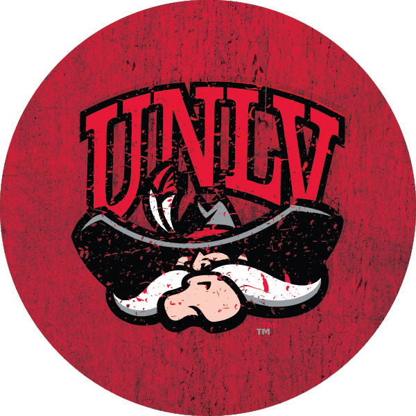 UNLV Rebels Distressed Wood Grain Design 4-Inch Round Shape NCAA High-Definition Magnet - Versatile Metallic Surface Adornment