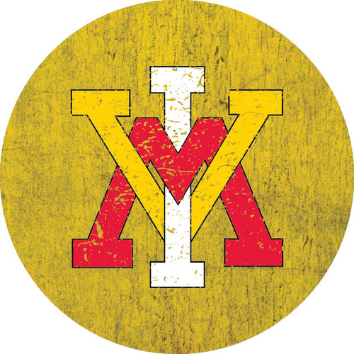 VMI Keydets Distressed Wood Grain Design 4-Inch Round Shape NCAA High-Definition Magnet - Versatile Metallic Surface Adornment