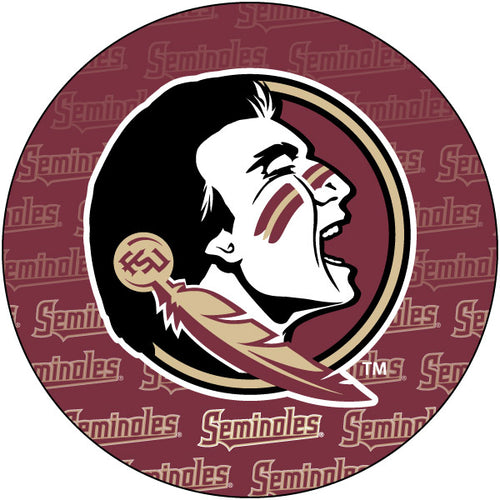 Florida State Seminoles Round Word Design 4-Inch Round Shape NCAA High-Definition Magnet - Versatile Metallic Surface Adornment