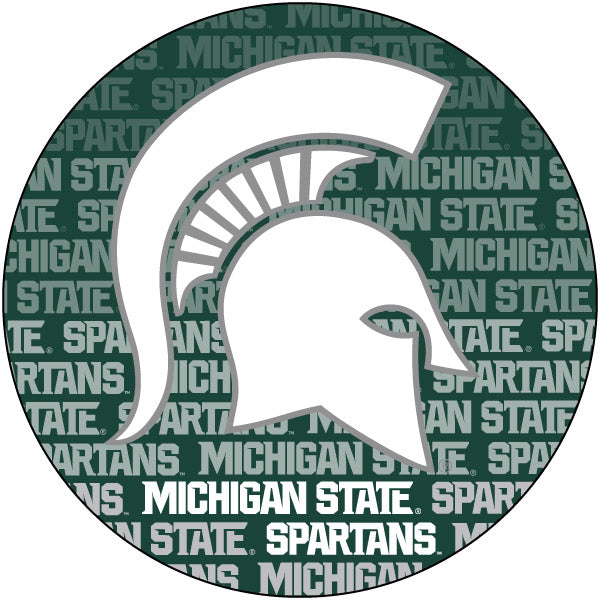 Michigan State Spartans Round Word Design 4-Inch Round Shape NCAA High-Definition Magnet - Versatile Metallic Surface Adornment