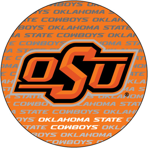 Oklahoma State Cowboys Round Word Design 4-Inch Round Shape NCAA High-Definition Magnet - Versatile Metallic Surface Adornment