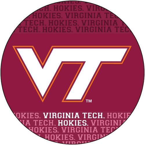 Virginia Tech Hokies Round Word Design 4-Inch Round Shape NCAA High-Definition Magnet - Versatile Metallic Surface Adornment