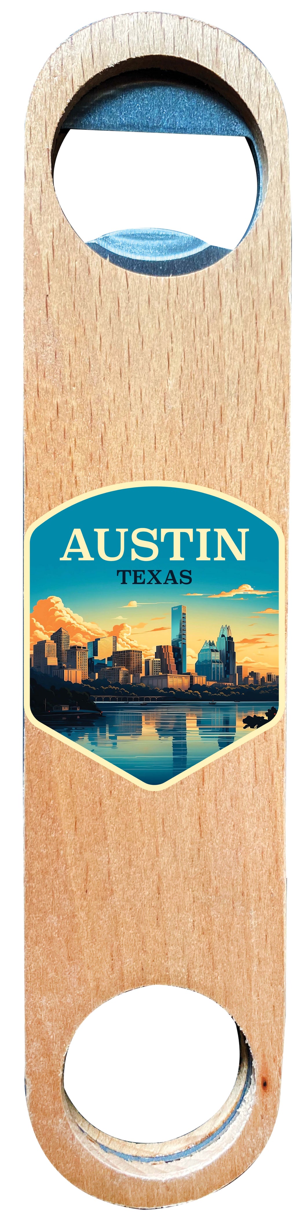 Austin Texas Design A Souvenir  Magnetic Wooden Bottle Opener