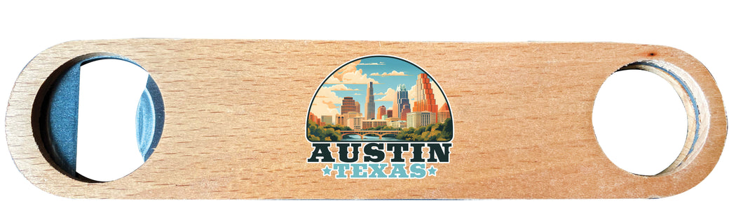 Austin Texas Design C Souvenir  Magnetic Wooden Bottle Opener