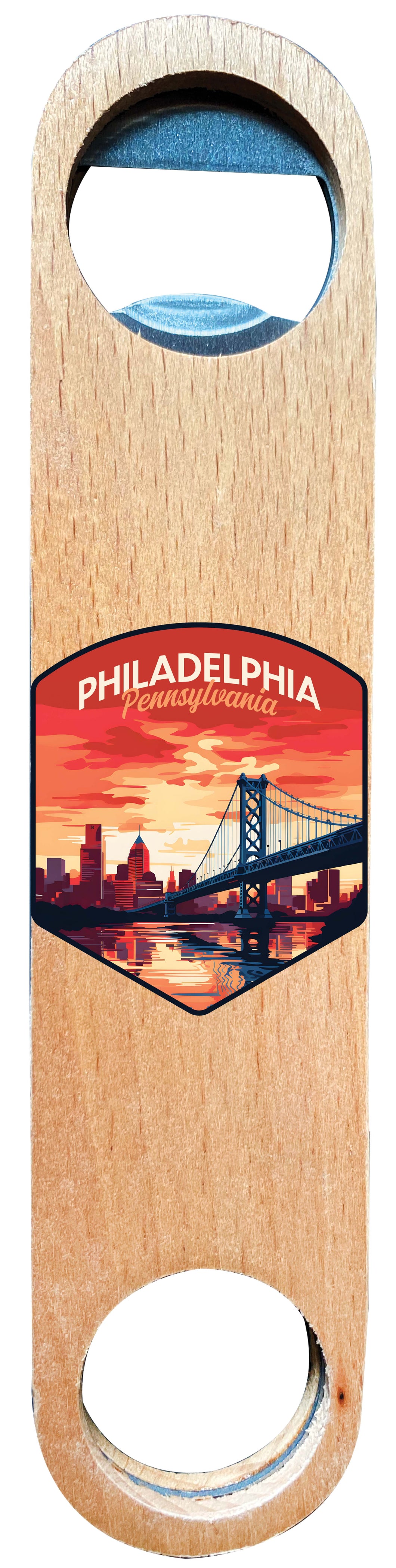 Philadelphia Pennsylvania Design B Souvenir  Magnetic Wooden Bottle Opener