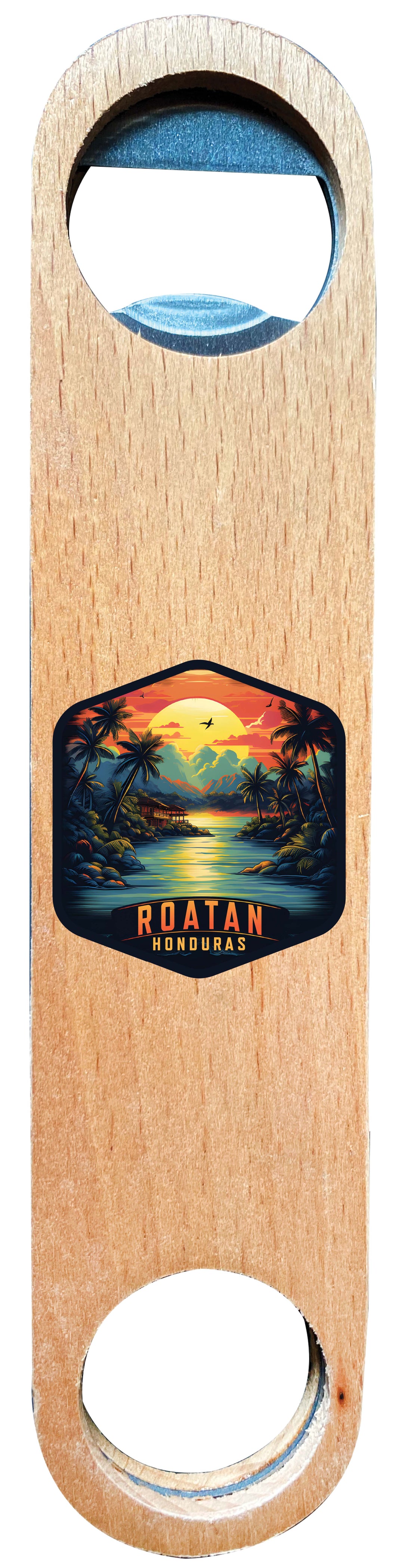 Roatan Honduras Design A Souvenir  Magnetic Wooden Bottle Opener