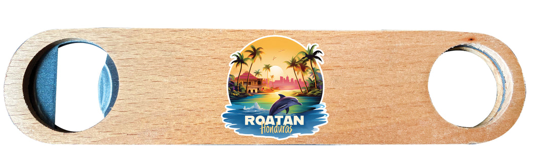 Roatan Honduras Design B Souvenir  Magnetic Wooden Bottle Opener