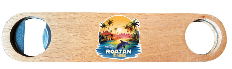 Roatan Honduras Design B Souvenir  Magnetic Wooden Bottle Opener