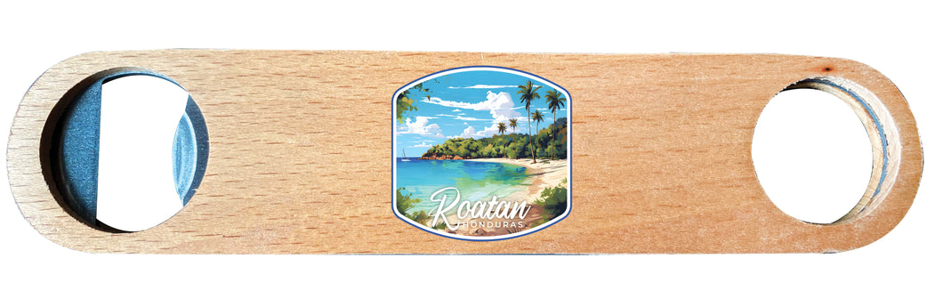 Roatan Honduras Design C Souvenir  Magnetic Wooden Bottle Opener