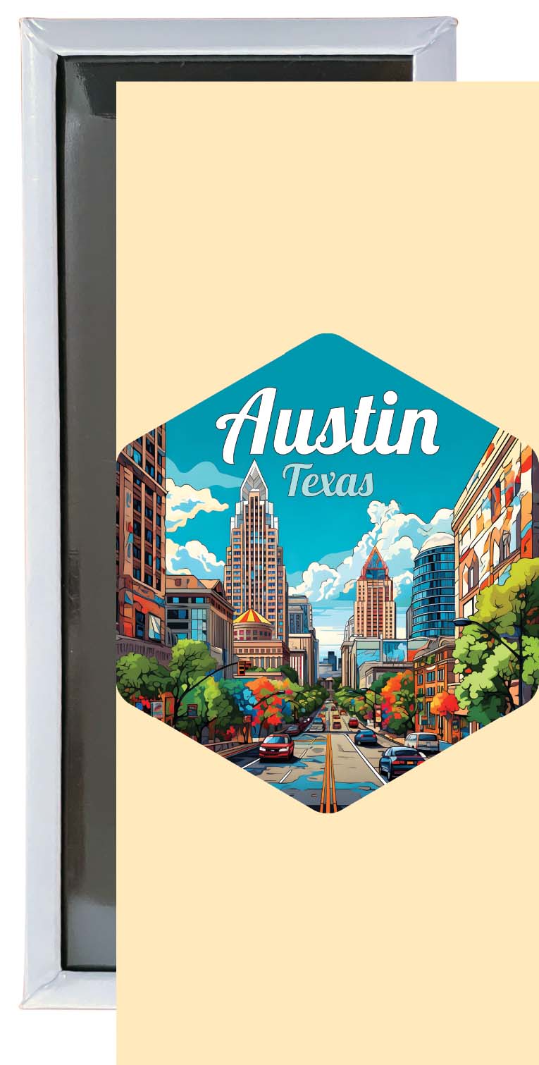 Austin Texas B Souvenir Durable & Vibrant Decor Fridge Magnet 4.75 x 2 Inch
