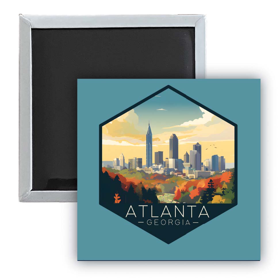 Atlanta Georgia A Souvenir 2.5 x 2.5-Inch Durable & Vibrant Decor Fridge Magnet