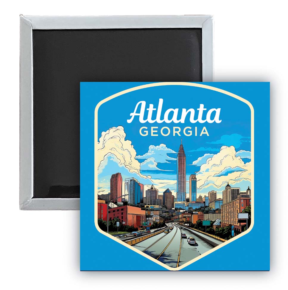 Atlanta Georgia B Souvenir 2.5 x 2.5-Inch Durable & Vibrant Decor Fridge Magnet